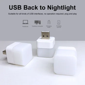 1 יח ' תקע ה-USB מנורה Mini LED לילה אור ריבוע קטן קריאה הגנה העין מנורות USB נייד כוח בנק טעינה בלילה אור