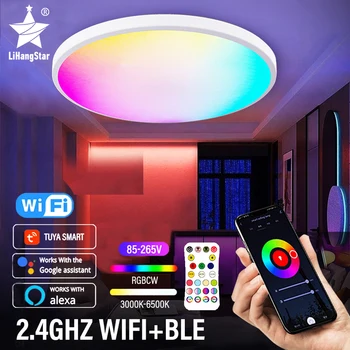 Smart WIFI אור תקרת LED RGB עם יישום ובקרה מרחוק ניתן לעמעום מוסיקה סינכרון עבור חדר שינה סלון המשחק