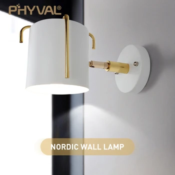 נורדי ברזל מנורת קיר יצירתי מנורות קיר מודרני פשוט הקיר E27 אור פמוט קיר עבור חדר השינה לסלון עיצוב קיר תאורה