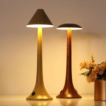 חדש רטרו Led מנורת שולחן עץ חיקוי תבואה לגעת בר יצירתי יצירתי אישיות מלון עץ מלא מסעדה מנורות שולחן