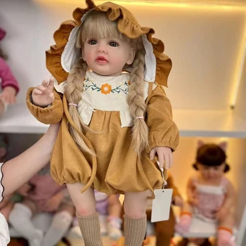 24inch מחדש פעוטה בובה בלונדינית עם בד רך הגוף הנסיכה בטי מציאותי רך למגע הגוף מתנות לילדים