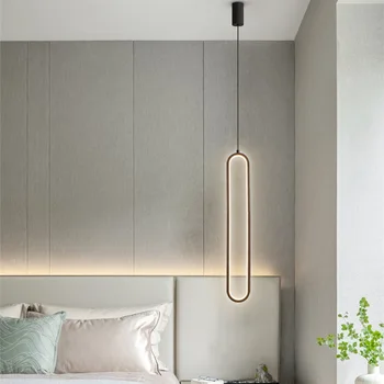 עיצוב הבית תלוי גופי תאורה מקורה ברזל תליון מנורה מינימליסטי זמן רצועת Led אורות תליון עבור חדר השינה ליד המיטה Lighs