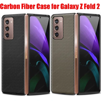 10pc המקורי סיבי פחמן מרקם עור עבור Samsung Galaxy Z קיפול 2 מקרה חסין זעזועים הכיסוי האחורי על Samsung Fold2 5G מקרה קאפה