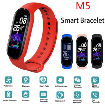 החדש M5 חכם שעון חכם ספורט הלהקה כושר גשש קצב לב צג לחץ דם Smartband צמידי גברים, נשים, PK M6 M5 Y68