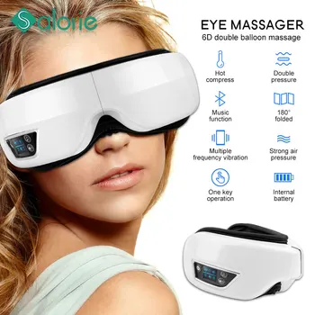 Bluetooth עין מעסה עיסוי עין חם חשמלי חכם חכם משקפיים חם מסיכת עיניים כרית רטט טיפול חום נגינה