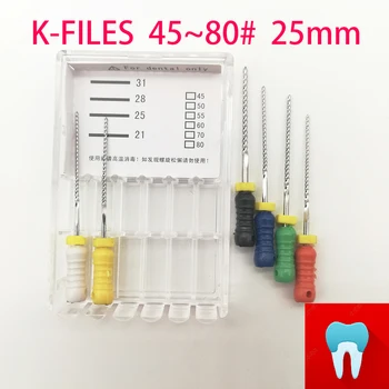 45-80# 21mm שיניים K קבצי שורש שורש הכלים רופא שיניים כלים היד להשתמש נירוסטה K קבצים רפואת שיניים כלים