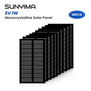 10pcs SUNYIMA Monocrystalline מחמד פאנל סולארי 107*61 5V1W פוטו בלוח חשמל מודול טעינה Monocrystalline תאים סולריים