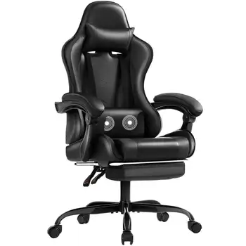 Lacoo עור PU המשחקים הכיסא סיבי פחמן עיסוי ארגונומי גיימר הכיסא מתכוונן לגובה כיסא המחשב עם הדום