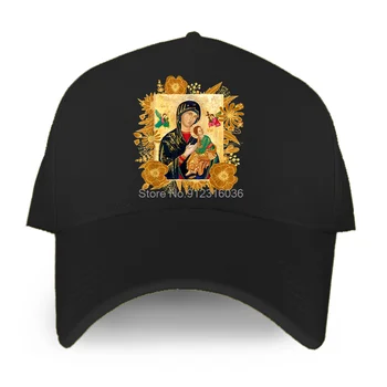 גבירתנו של התמידי לעזור הבתולה מרי הקתולית סמל כובע בייסבול גברים כותנה מתכוונן פנאי כובעי לשני המינים כובע טניס כובעים