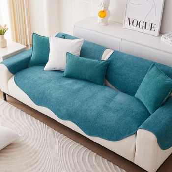 לא סדיר בצורת שניל ספה מגבת מוצק צבע יוקרה ספה מכסה על הסלון כל העונה Universal Anti-להחליק כיסוי הספה