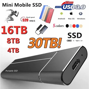 נייד 128TB SSD חיצוניים מובייל כונן קשיח במהירות גבוהה מסה זיכרון דיסק קשיח עבור שולחן העבודה הנייד, המחשב הנייד מיקרו