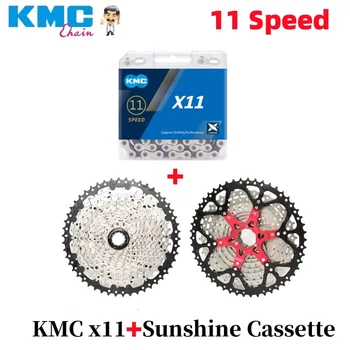 KMC X11 שרשרת 11 מהירות כביש / MTB אופני שרשרת עם שמש כספית 11S 11V קלטת 11-36/40/42/46/50/52T עוצרת אותם על MTB/אופני כביש