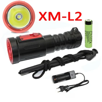 צלילה פנס אור לצלול לפיד XM-L2 LED מתחת למים פנס צלילה עמיד למים המנורה lanterna + 18650 סוללה + מטען