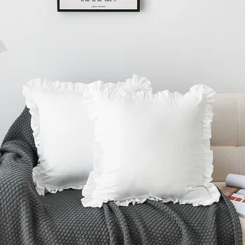 צרפתי לפרוע מקרה כרית נוחה רך מוצק צבע הספה לפרוע לבן ורוד אפור כרית כיסוי דקורטיבי מבד 45x45cm