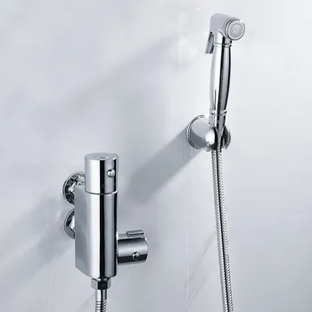התרמוסטט בידה לקבוע קיר רכוב חדר מקלחת שירותים ניידים המרסס ערכת קר מים חמים היגיינה מקלחת Thermostatic שסתום