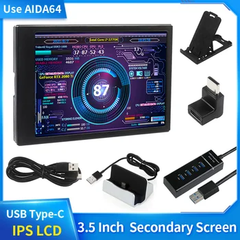 3.5 אינץ ' מסוג-C משני מסך AIDA64 תצוגת LCD מעבד RAM GPU ניטור אופציונלי USB-C בסיס תת-המסך Mini ITX מקרה