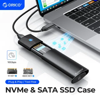 ORICO M2 SSD המתחם NVMe NGFF 10Gbps PCIe M. 2 SSD מקרה נייד USB C 3.2Gen2 כלי חינם מתאם חיצוני עם כיור חום מתכת
