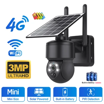 4G SIM 3MP חיצונית אלחוטית WIFI פאן להטות שמש מצלמה לראיית לילה SolarPanel דו-כיוונית אודיו בטיחות להגנת מצלמת טלוויזיה במעגל סגור