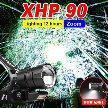 נטענת בהספק גבוה דיג LED פנס קדמי עם XHP90 מנורת ברייט צ ' יף ראש פנס ללילה פועל קמפינג